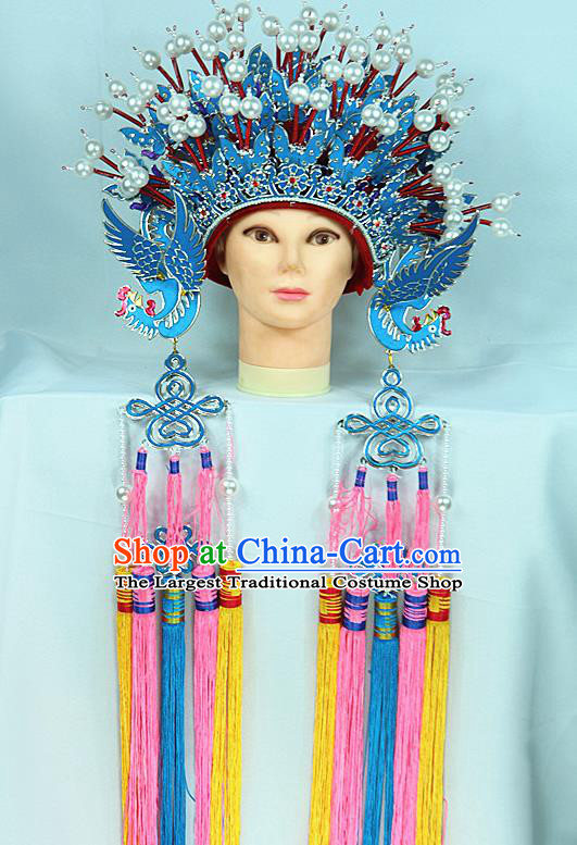 Chinese Beijing Opera Queen Phoenix Coronet Traditional Peking Opera Bride Hat Hair Accessories for Women