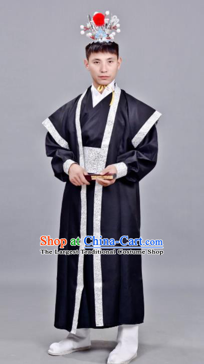 Chinese Ancient Drama Swordsman Black Clothing Traditional Song Dynasty Scholar Costume for Men