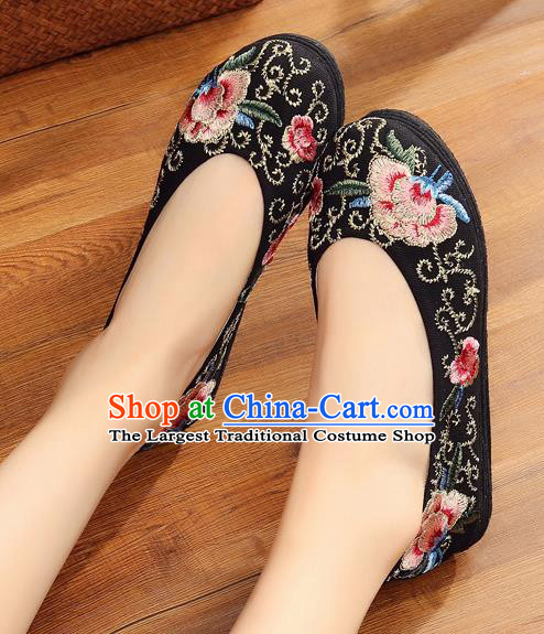 Traditional Chinese Handmade Embroidered Black Shoes Hanfu Shoes National Cloth Shoes for Women