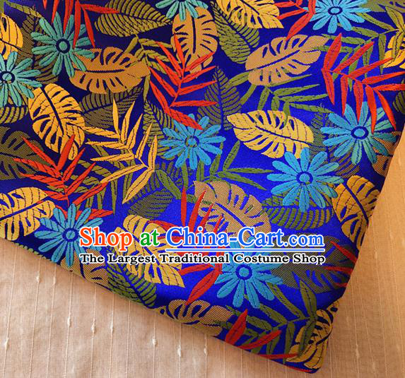 Asian Chinese Traditional Tree Leaf Pattern Design Royalblue Brocade Cheongsam Fabric Silk Material