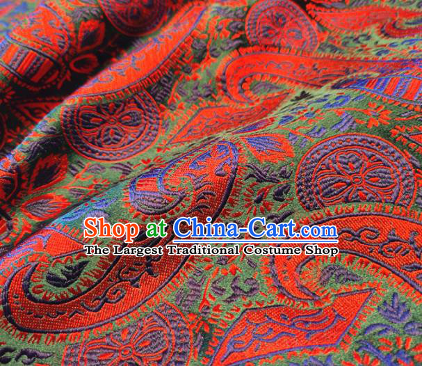 Asian Chinese Traditional Paisley Pattern Design Green Brocade Cheongsam Fabric Silk Material