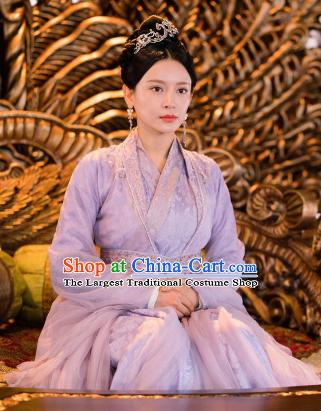 Ancient Chinese Drama Ever Night Traditional Tang Dynasty Imperial Empress Xia Tian Purple Costumes for Women