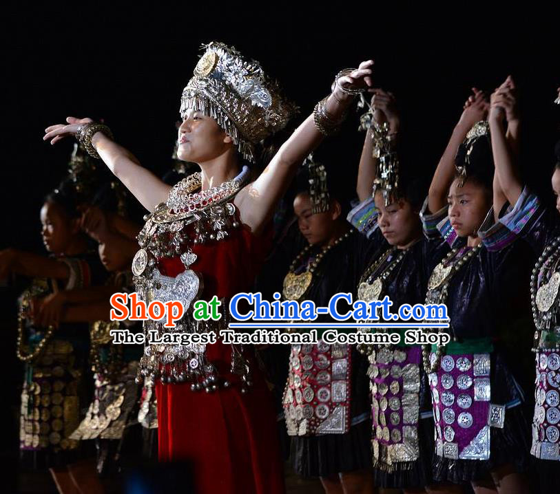 Chinese The Quest for Liu Sanjie Miao Ethnic Dance Dress Stage Performance Goddess Costume and Headpiece for Women