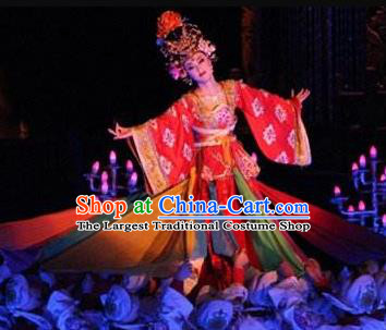 Chinese The Long Regret Tang Dynasty Consort Yang Dance Red Dress Stage Performance Costume for Women