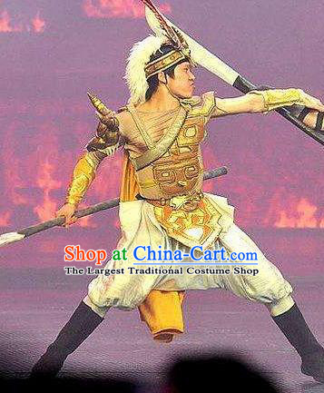 Chinese The Romantic Show of Jiuzhai General Body Armor Stage Performance Dance Costume for Men