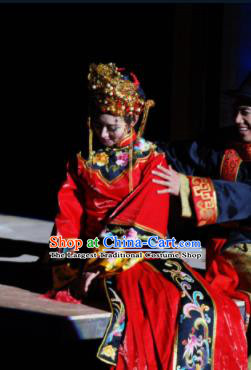 Chinese Dreaming In Hometown Wuyuan Classical Dance Red Dress Stage Performance Wedding Costume and Headpiece for Women