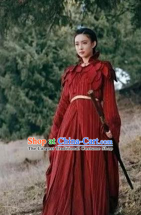 Drama Ever Night Chinese Ancient Female Assassin Ye Hongyu Red Hanfu Dress Traditional Tang Dynasty Swordsman Costumes for Women