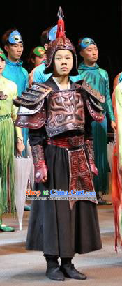 Chinese Shapotou Celebration Han Dynasty General Body Armor Stage Performance Dance Costume for Men