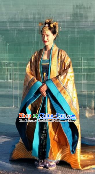 Chinese Encore Dunhuang Han Dynasty Queen Dance Dress Stage Performance Costume and Headpiece for Women