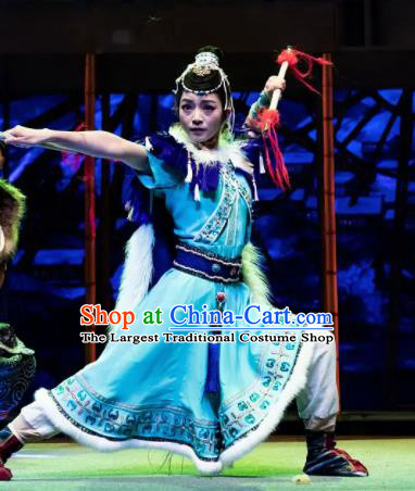 Chinese The Myth Of Snow Mountain Tibetan Nationality Dance Blue Dress Stage Performance Costume for Women