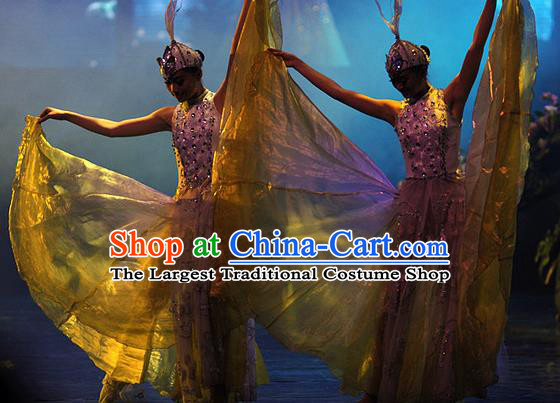 Chinese Charm Xiangxi Nationality Dance Dress Stage Performance Costume and Headpiece for Women