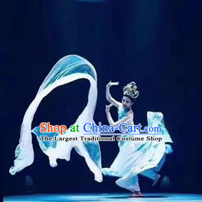 Chinese The Ancient Dunhuang Music Theatre Classical Dance Dress Stage Performance Costume and Headpiece for Women