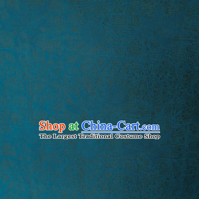 Traditional Chinese Classical Pattern Deep Blue Gambiered Guangdong Gauze Silk Fabric Ancient Hanfu Dress Silk Cloth