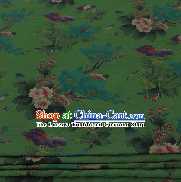 Traditional Chinese Classical Pattern Green Gambiered Guangdong Gauze Silk Fabric Ancient Hanfu Dress Silk Cloth