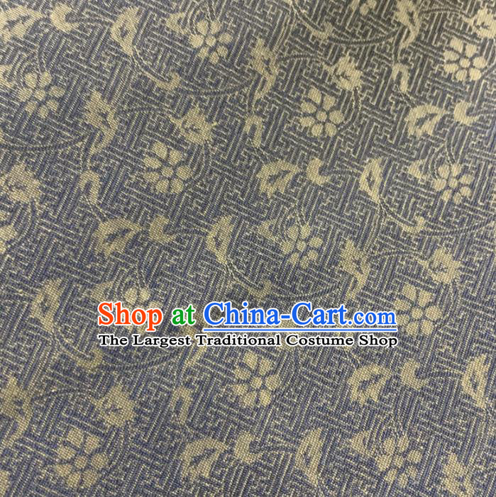 Chinese Classical Carex Pattern Grey Silk Fabric Traditional Ancient Hanfu Dress Brocade Cloth