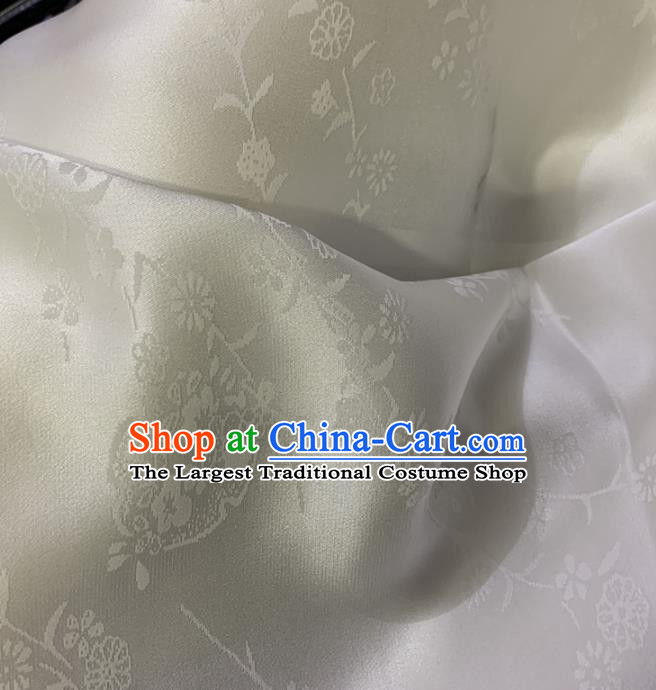 Chinese Classical Pattern White Silk Fabric Traditional Ancient Hanfu Dress Brocade Cloth