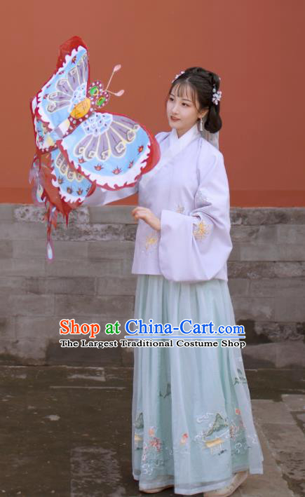 Traditional Chinese Ming Dynasty Young Lady Replica Costumes Ancient Servant Girl Hanfu Dress for Women