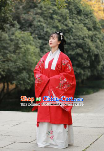 Traditional Chinese Ming Dynasty Palace Lady Replica Costumes Ancient Court Princess Red Hanfu Dress for Women