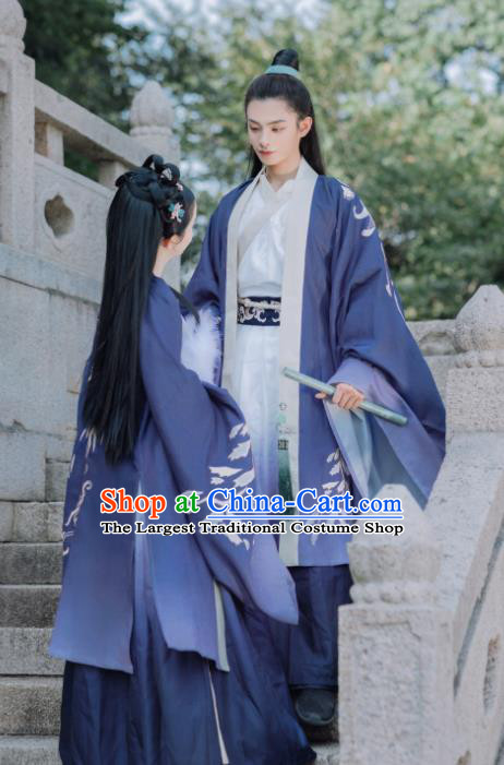 Traditional Chinese Wei Jin Dynasty Replica Costumes Ancient Swordsman Hanfu Clothing Complete Set