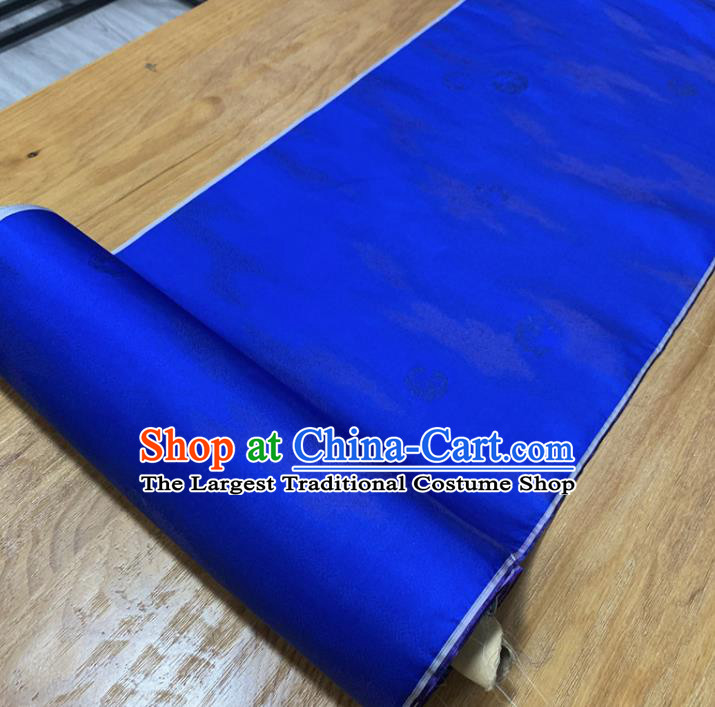 Chinese Classical Pattern Royalblue Silk Fabric Traditional Ancient Hanfu Dress Brocade Cloth