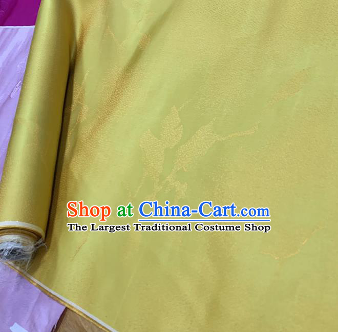 Chinese Classical Pattern Yellow Silk Fabric Traditional Ancient Hanfu Dress Brocade Cloth