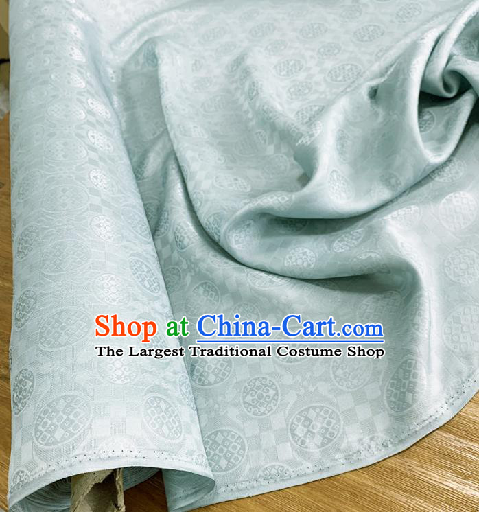 Chinese Classical Round Pattern Light Green Silk Fabric Traditional Ancient Hanfu Dress Brocade Cloth