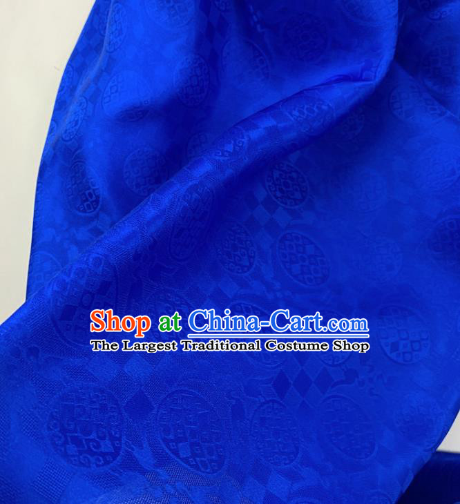 Chinese Classical Round Pattern Royalblue Silk Fabric Traditional Ancient Hanfu Dress Brocade Cloth