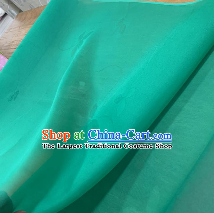 Chinese Classical Pattern Green Silk Fabric Traditional Ancient Hanfu Dress Brocade Cloth