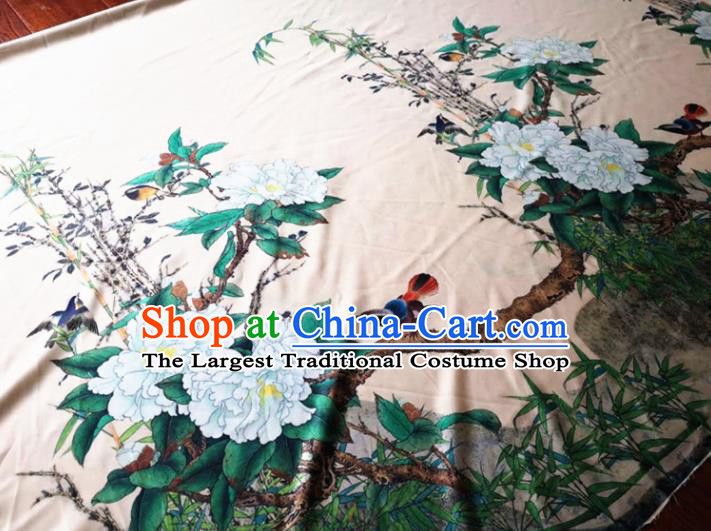 Chinese Classical Peony Pattern Silk Fabric Traditional Ancient Hanfu Dress Brocade Cloth