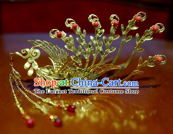 Chinese Traditional Ancient Court Queen Tassel Phoenix Hairpins Classical Hanfu Hair Accessories for Women