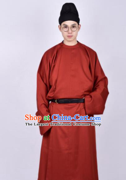 Chinese Traditional Tang Dynasty Imperial Bodyguard Hanfu Red Robe Ancient Swordsman Costume for Men