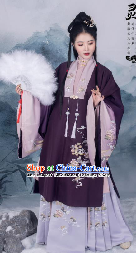 Traditional Chinese Ming Dynasty Royal Countess Replica Costumes Ancient Nobility Dowager Winter Hanfu Dress for Women