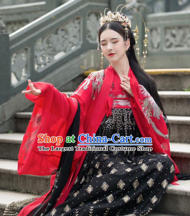 Traditional Chinese Tang Dynasty Princess Wedding Replica Costumes Ancient Nobility Lady Hanfu Dress for Women