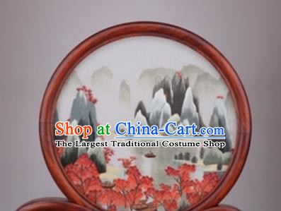 Chinese Traditional Suzhou Embroidery Landscape Desk Folding Screen Embroidered Rosewood Decoration Embroidering Craft