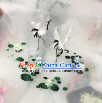 Chinese Traditional Suzhou Embroidery Lotus Crane Cloth Accessories Embroidered Patches Embroidering Craft