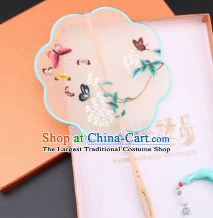 Chinese Traditional Suzhou Embroidery Palace Fans Embroidered Fans Embroidering Craft