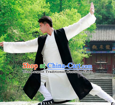 Traditional Chinese Wudang Taoist Priest Black Outfits Martial Arts Kung Fu Tai Chi Costume for Men