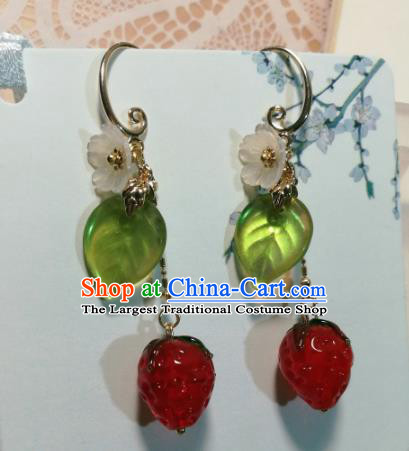 Traditional Chinese Classical Strawberry Earrings Hanfu Jewelry Accessories for Women