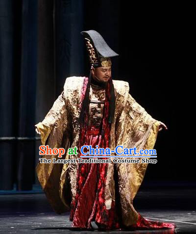 The Book of Songs Cai Wei Traditional Chinese Ancient King Stage Performance Costumes and Headwear for Men