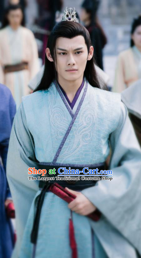 Ancient Chinese Prince Jiang Cheng Drama The Untamed Swordsman Blue Costumes for Men