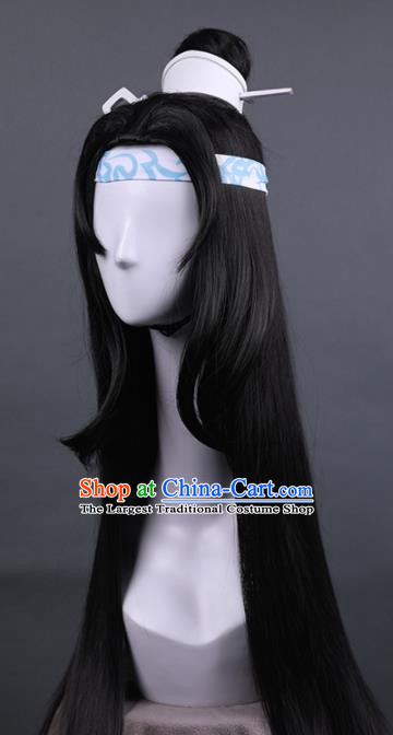 Traditional Chinese Cosplay Prince Wigs Ancient Swordsman Hair Accessories for Men