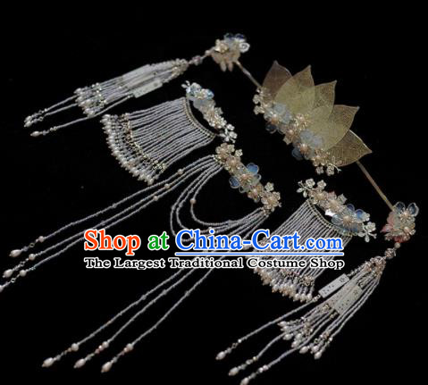 Traditional Chinese Classical Leaf Hair Crown Hairpins Ancient Princess Hanfu Hair Accessories for Women