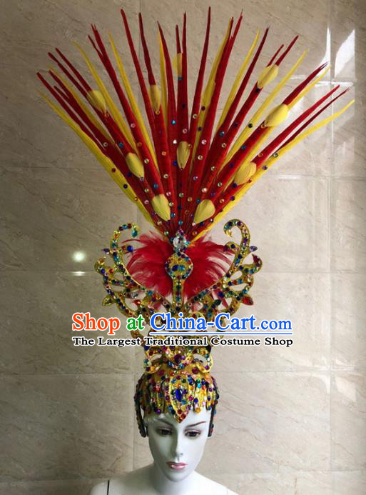 Top Halloween Deluxe Feather Hat Brazilian Carnival Samba Dance Hair Accessories for Women