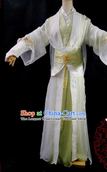 Traditional Chinese Cosplay Scholar Green Clothing Ancient Swordsman Costume for Men