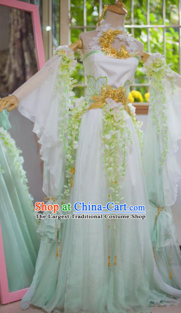 Chinese Flying Apsaras Dance White Dress Ancient Princess Peri Costume for Women