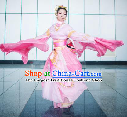 Chinese Cosplay Goddess Fairy Princess Pink Dress Ancient Female Swordsman Knight Costume for Women