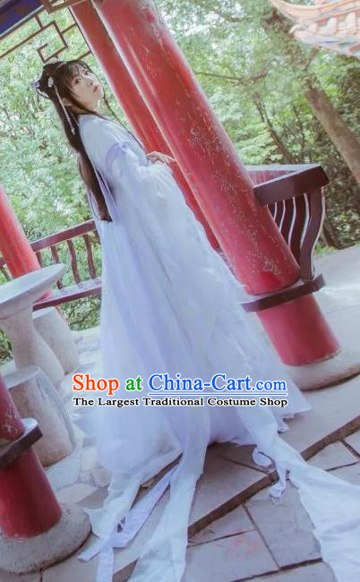 Chinese Cosplay Goddess Princess White Dress Ancient Female Swordsman Knight Costume for Women