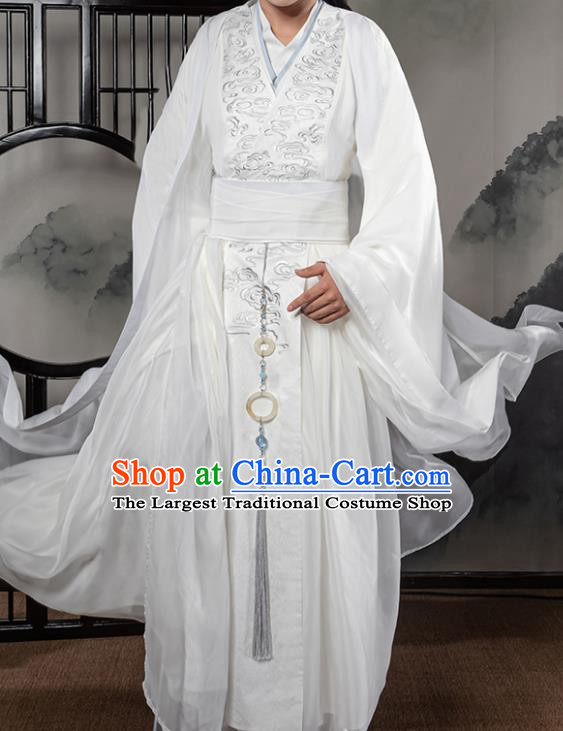 Traditional Chinese Cosplay The Untamed Prince White Clothing Ancient Swordsman Costume for Men