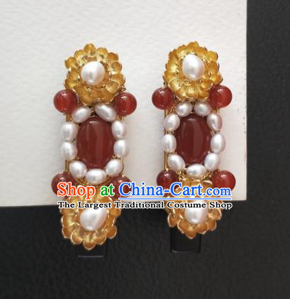 Traditional Chinese Hanfu Palace Agate Hair Claw Hairpins Ancient Princess Hair Accessories for Women