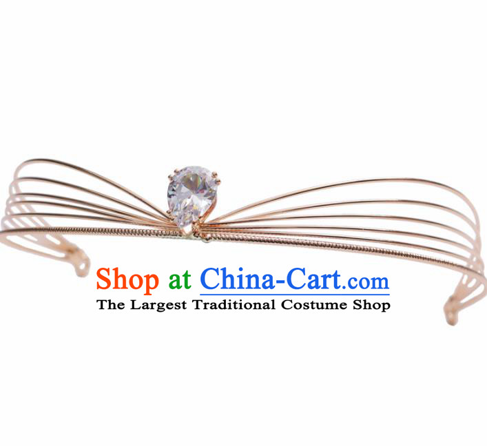 Top Grade Bride Golden Hair Clasp Royal Crown Handmade Wedding Hair Accessories for Women
